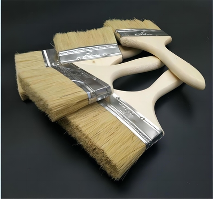 Pure Bristles Paint Brush With Wooden Handle and Epoxy Glue for Wall Paint Application