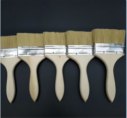 Pure Bristles Paint Brush With Wooden Handle and Epoxy Glue for Wall Paint Application