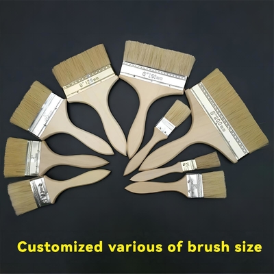 Pure Bristles Paint Brush With Wooden Handle and Epoxy Glue for Wall Paint Application