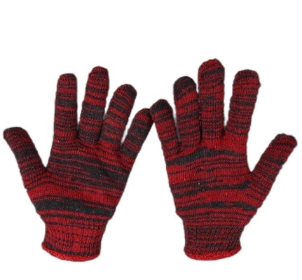 Hard-Wearing Deep White Cotton Hand Safety Knitted Work Gloves with Customized Weight