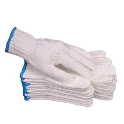 Hard-Wearing Deep White Cotton Hand Safety Knitted Work Gloves with Customized Weight