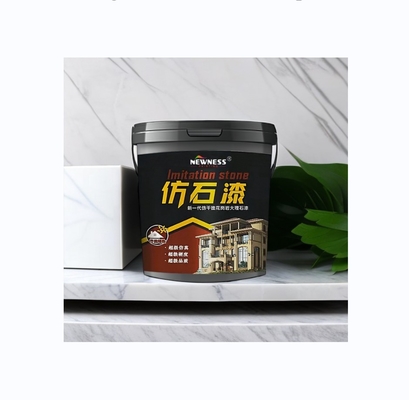 Application of Granitestone Paint Imitating Real Stone Exterior with Spray Application