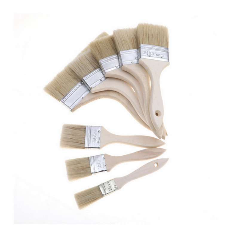 Wall Paint Application with 4 inch Pure Bristles Paint Brush and White Wood Handle