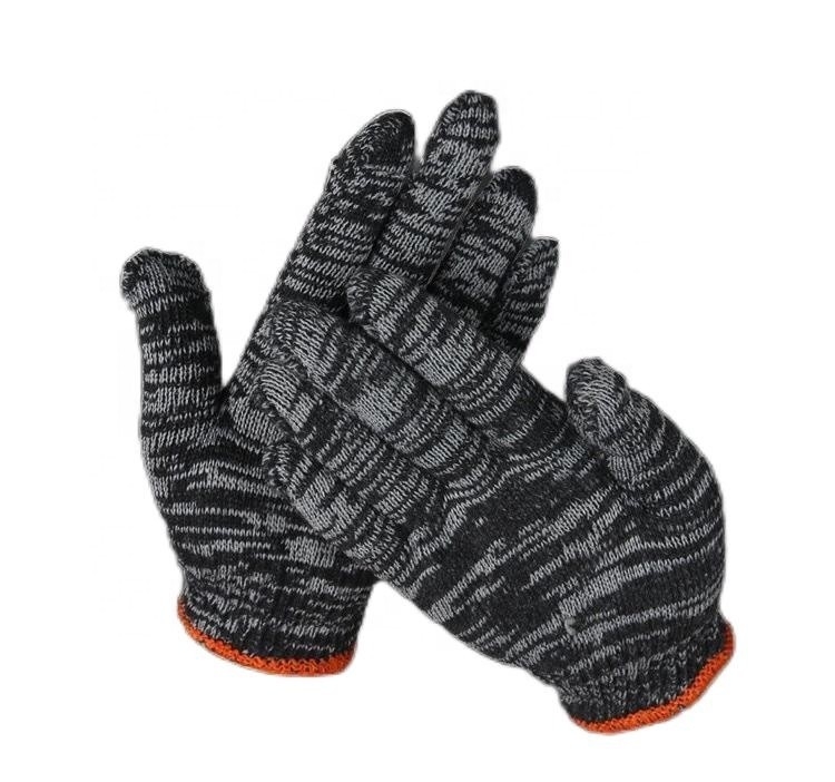 Hard-Wearing Deep White Cotton Hand Safety Knitted Work Gloves with Customized Weight