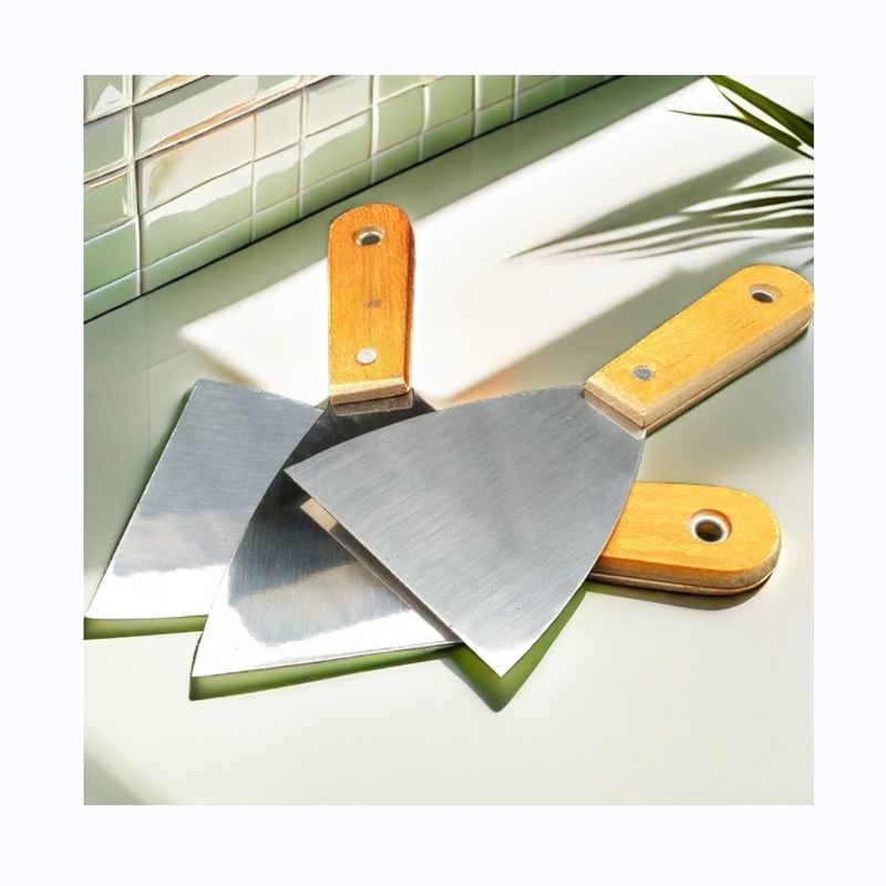 DIY Stainless Steel Putty Scraper Tool Kit with 15cm 30cm 45cm Blades Plastic Handle